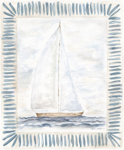 Sailboat II Black Ornate Wood Framed Art Print with Double Matting by Shamp, Cindy