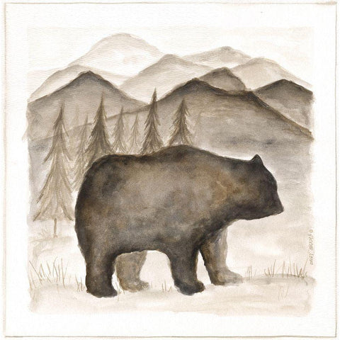 Bear Gold Ornate Wood Framed Art Print with Double Matting by Shamp, Cindy