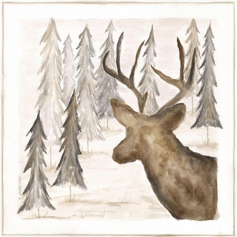 Deer White Modern Wood Framed Art Print by Shamp, Cindy