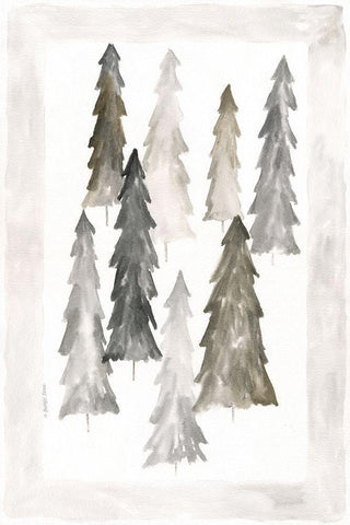 Winter Trees II Black Ornate Wood Framed Art Print with Double Matting by Shamp, Cindy