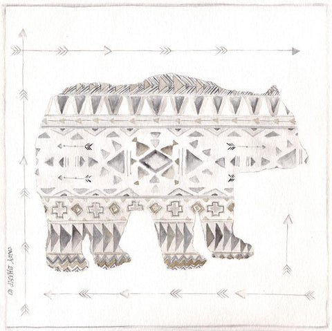 Patterned Bear White Modern Wood Framed Art Print with Double Matting by Shamp, Cindy