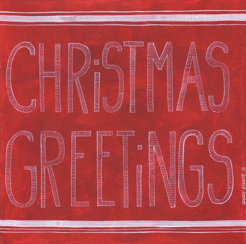 Christmas Greetings White Modern Wood Framed Art Print with Double Matting by Shamp, Cindy