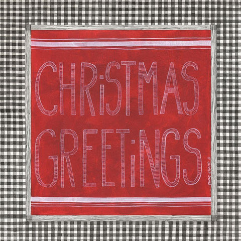 Christmas Greetings Black Modern Wood Framed Art Print by Shamp, Cindy