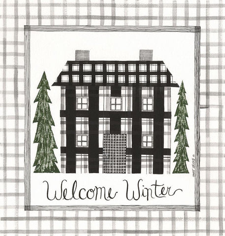 Welcome Winter Black Ornate Wood Framed Art Print with Double Matting by Shamp, Cindy