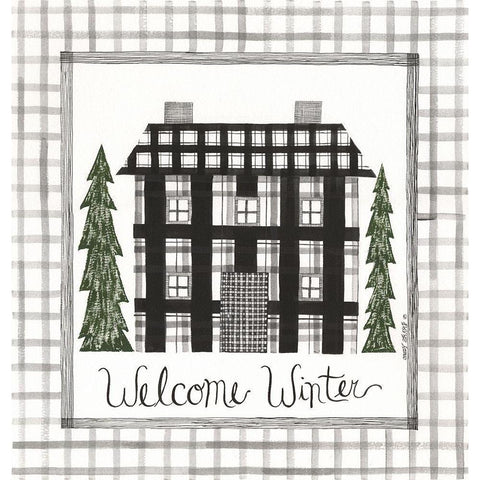 Welcome Winter Black Modern Wood Framed Art Print with Double Matting by Shamp, Cindy