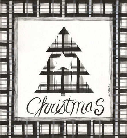 Christmas Tree Black Ornate Wood Framed Art Print with Double Matting by Shamp, Cindy