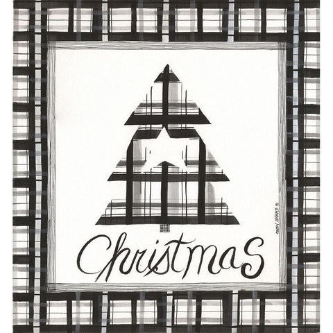 Christmas Tree Black Modern Wood Framed Art Print with Double Matting by Shamp, Cindy