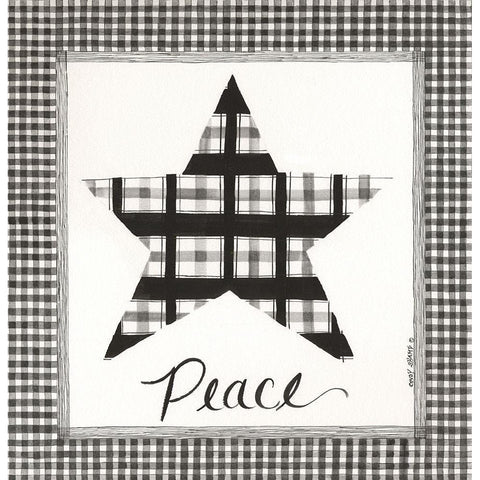 Peace Star Black Modern Wood Framed Art Print with Double Matting by Shamp, Cindy