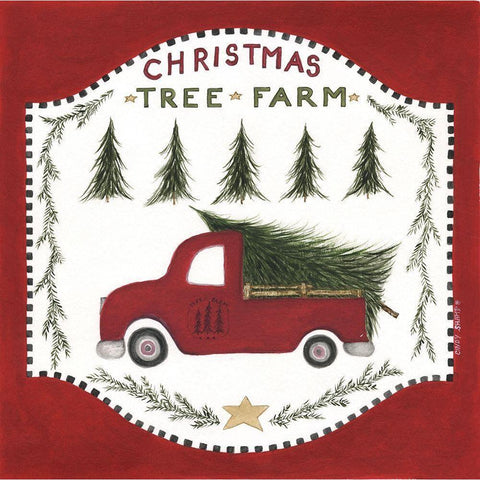 Christmas Tree Farm Gold Ornate Wood Framed Art Print with Double Matting by Shamp, Cindy