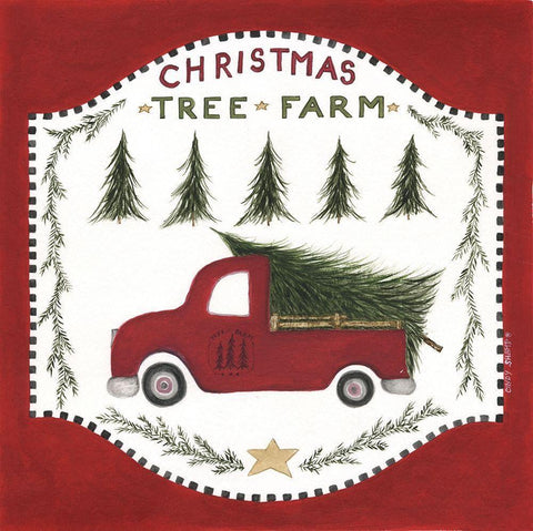 Christmas Tree Farm White Modern Wood Framed Art Print with Double Matting by Shamp, Cindy