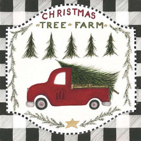 Christmas Tree Farm II White Modern Wood Framed Art Print with Double Matting by Shamp, Cindy