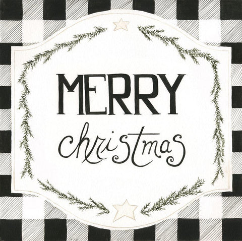 Merry Christmas White Modern Wood Framed Art Print with Double Matting by Shamp, Cindy