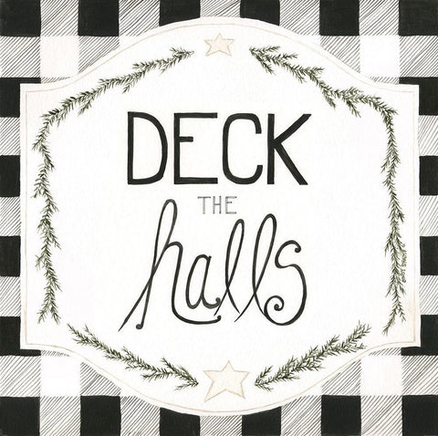 Deck the Halls Black Ornate Wood Framed Art Print with Double Matting by Shamp, Cindy