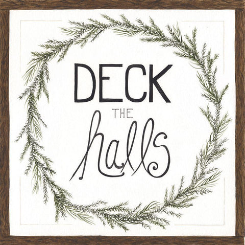 Deck the Halls Wreath Black Ornate Wood Framed Art Print with Double Matting by Shamp, Cindy