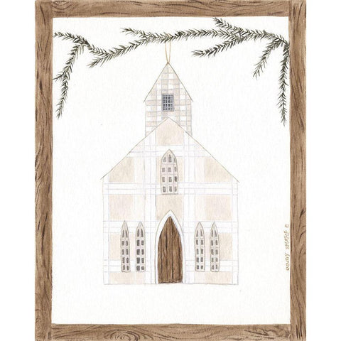 White Church Black Modern Wood Framed Art Print with Double Matting by Shamp, Cindy