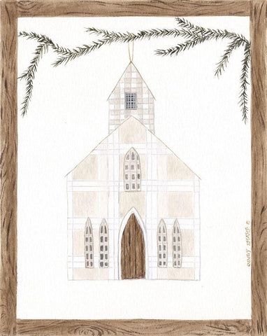 White Church White Modern Wood Framed Art Print with Double Matting by Shamp, Cindy