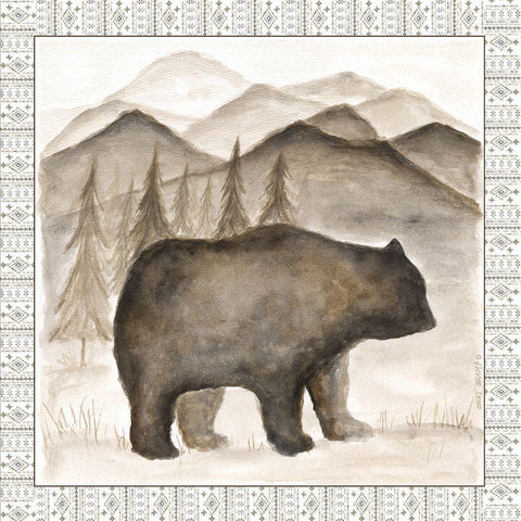 Bear w/ Border Black Ornate Wood Framed Art Print with Double Matting by Shamp, Cindy