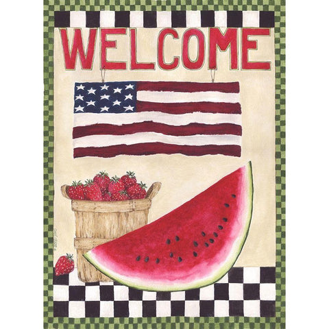 Welcome Watermelon Gold Ornate Wood Framed Art Print with Double Matting by Shamp, Cindy