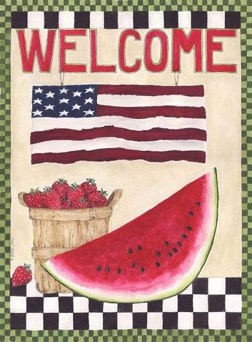 Welcome Watermelon Black Ornate Wood Framed Art Print with Double Matting by Shamp, Cindy