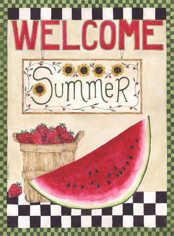 Welcome Summer Black Ornate Wood Framed Art Print with Double Matting by Shamp, Cindy