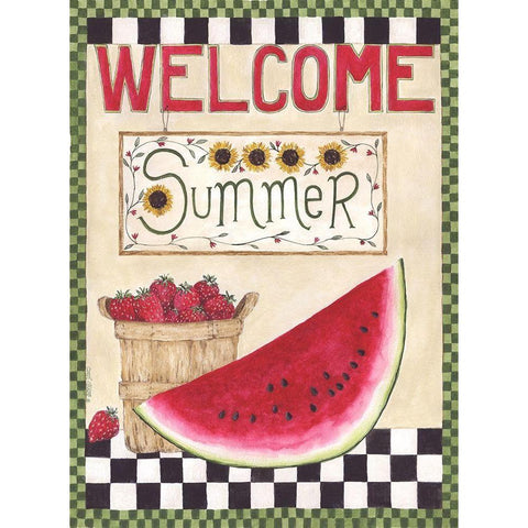 Welcome Summer Black Modern Wood Framed Art Print with Double Matting by Shamp, Cindy