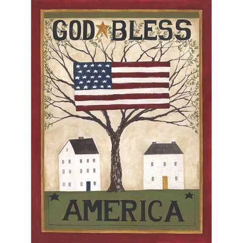 God Bless America Gold Ornate Wood Framed Art Print with Double Matting by Shamp, Cindy