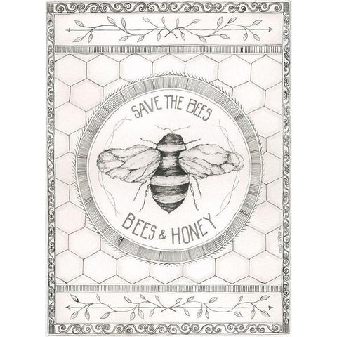 Save the Bees White Modern Wood Framed Art Print by Shamp, Cindy