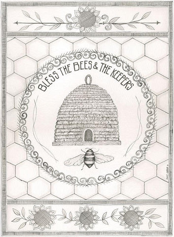 Bless the Bees Black Ornate Wood Framed Art Print with Double Matting by Shamp, Cindy