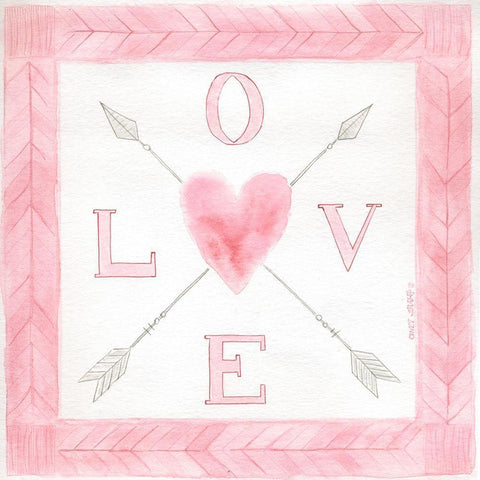 Love Arrows White Modern Wood Framed Art Print with Double Matting by Shamp, Cindy