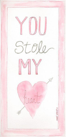 You Stole My Heart White Modern Wood Framed Art Print with Double Matting by Shamp, Cindy