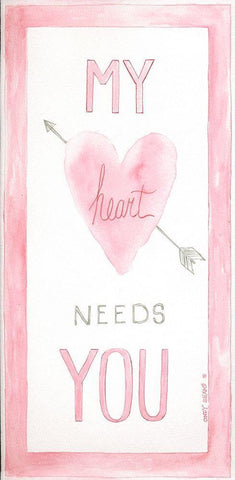 My Heart Needs You White Modern Wood Framed Art Print with Double Matting by Shamp, Cindy