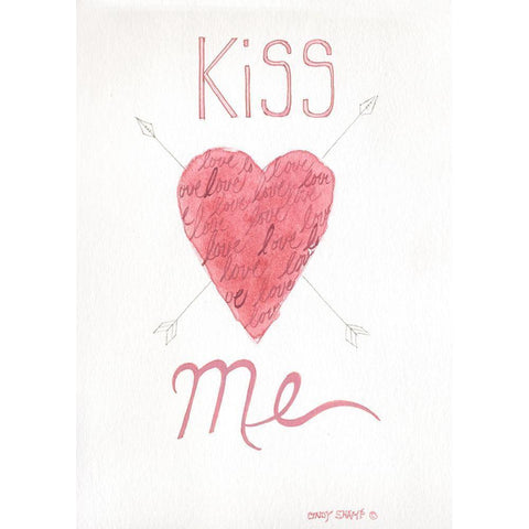Kiss Me Black Modern Wood Framed Art Print by Shamp, Cindy