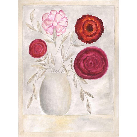 Pink Floral II White Modern Wood Framed Art Print by Shamp, Cindy