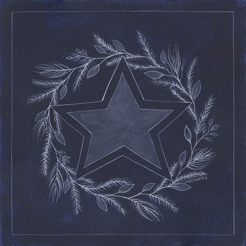 Blue Star Black Ornate Wood Framed Art Print with Double Matting by Shamp, Cindy