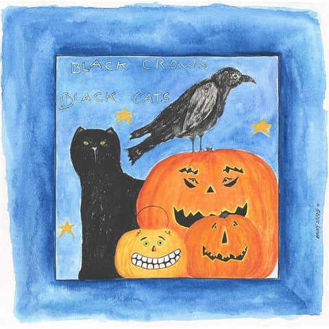 Black Crows, Black Cats White Modern Wood Framed Art Print by Shamp, Cindy