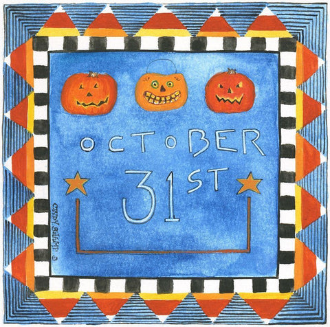 October 31st White Modern Wood Framed Art Print with Double Matting by Shamp, Cindy