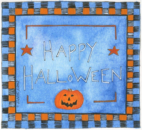 Happy Halloween II White Modern Wood Framed Art Print with Double Matting by Shamp, Cindy