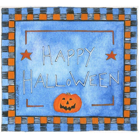 Happy Halloween II Gold Ornate Wood Framed Art Print with Double Matting by Shamp, Cindy