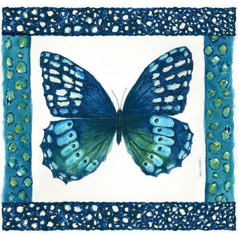 Butterfly with Border I Black Modern Wood Framed Art Print with Double Matting by Shamp, Cindy