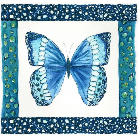 Butterfly with Border II Black Modern Wood Framed Art Print with Double Matting by Shamp, Cindy