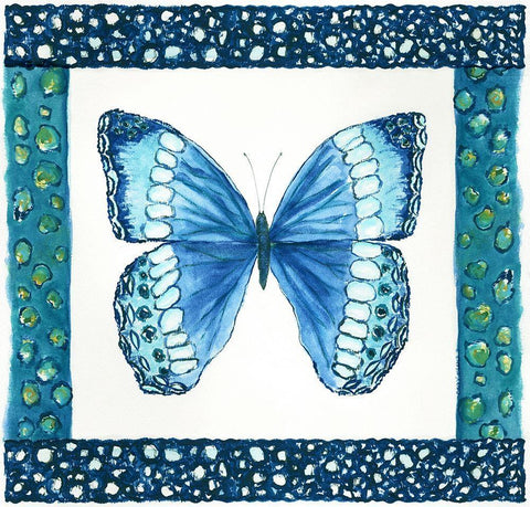 Butterfly with Border II White Modern Wood Framed Art Print with Double Matting by Shamp, Cindy