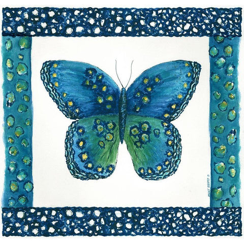 Butterfly with Border III Gold Ornate Wood Framed Art Print with Double Matting by Shamp, Cindy