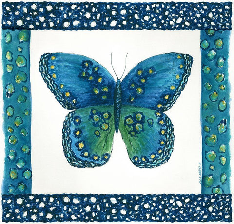 Butterfly with Border III Black Ornate Wood Framed Art Print with Double Matting by Shamp, Cindy