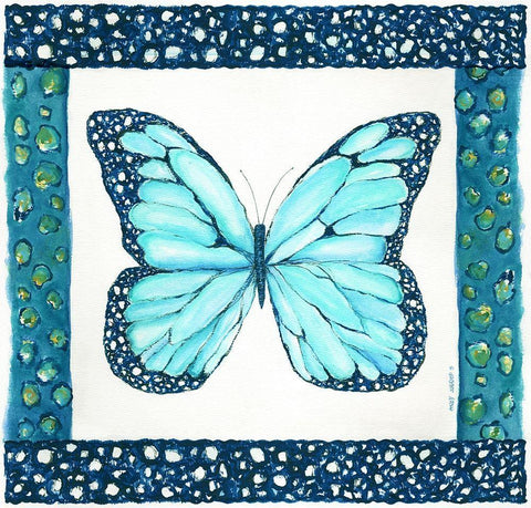 Butterfly with Border IV Black Ornate Wood Framed Art Print with Double Matting by Shamp, Cindy