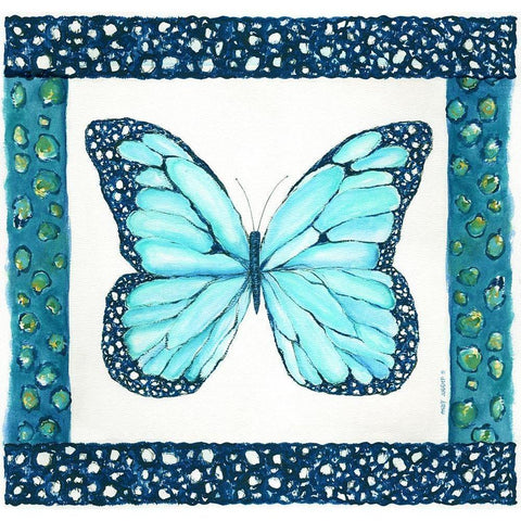 Butterfly with Border IV White Modern Wood Framed Art Print by Shamp, Cindy