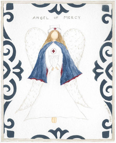 Angel of Mercy Black Ornate Wood Framed Art Print with Double Matting by Shamp, Cindy