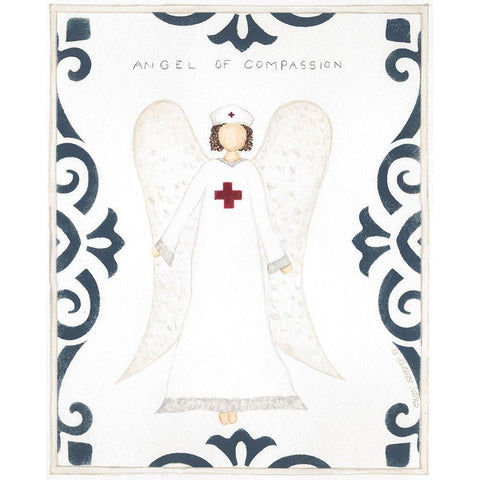 Angel of Compassion Black Modern Wood Framed Art Print with Double Matting by Shamp, Cindy