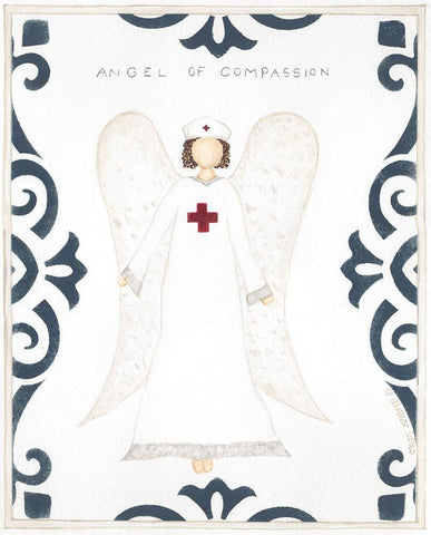 Angel of Compassion Black Ornate Wood Framed Art Print with Double Matting by Shamp, Cindy