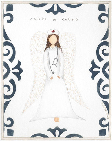 Angel of Caring Black Ornate Wood Framed Art Print with Double Matting by Shamp, Cindy