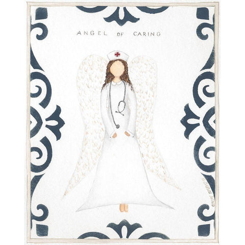 Angel of Caring White Modern Wood Framed Art Print by Shamp, Cindy